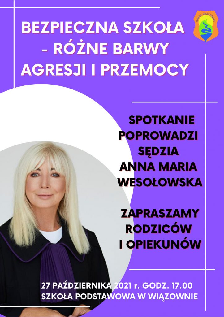 Plakat dotyczacy spotkania z p. Wesołowską