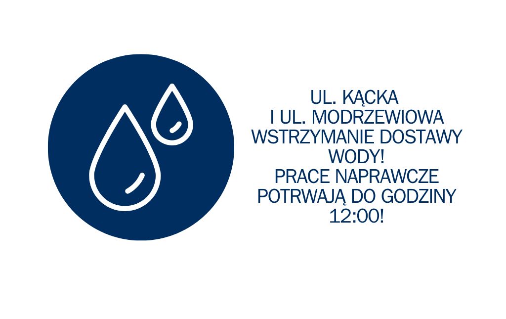 ul. Kącka i ul. Modrzewiowa wstrzymanie dostaw wody! Prace naprawcze potrwają do godz. 12:00!